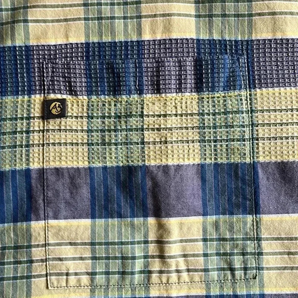 North Face 100% Cotton A5 Series Plaid Button Down Shirt Large Blue Green Camp - Picture 15 of 17